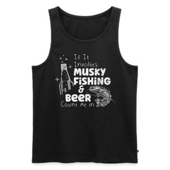 Musky Fishing & Beer - Count Me In Musky Fishing - Men's Premium Organic Tank Top - black - Front - Michal (187cm)