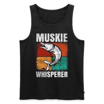 Muskie Whisperer Musky Fishing - Men's Premium Organic Tank Top - black - Front - Michal (187cm)