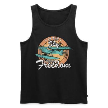 In The Sky I Find My Freedom Model Airplane - Men's Premium Organic Tank Top - black - Front - Michal (187cm)