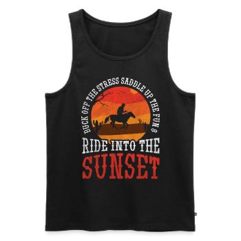 Buck Off The Stress & Saddle Up The Fun Rodeo - Männer Premium Bio Tank Top - Schwarz - Vorne - AI Model Male 178 light (178cm)
