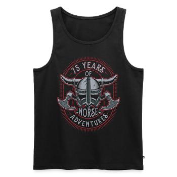 75 ans d’aventures nordiques - 75e anniversaire - Débardeur bio Premium Homme - noir - Devant - Michal (187cm)