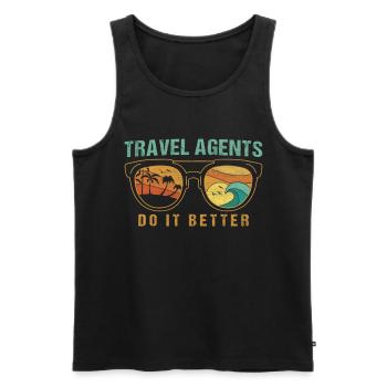 Les agents de voyages le font mieux Agence de voyages - Débardeur bio Premium Homme - noir - Devant - Michal (187cm)