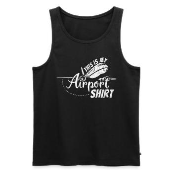 Vacation Travel Quote - This Is My Airport - Men's Premium Organic Tank Top - black - Front - AI Model Male 178 light (178cm)
