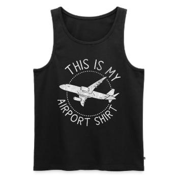 Vacation Travel Quote - This Is My Airport - Men's Premium Organic Tank Top - black - Front - AI Model Male 178 light (178cm)