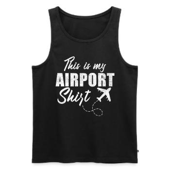 Vacation Travel Quote - This Is My Airport - Men's Premium Organic Tank Top - black - Front - AI Model Male 178 light (178cm)