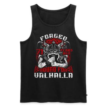 Forgé il y a 00 ans pour le 00e anniversaire du Valhalla - Débardeur bio Premium Homme - noir - Devant - Michal (187cm)