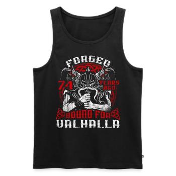 Forgé il y a 00 ans pour le 00e anniversaire du Valhalla - Débardeur bio Premium Homme - noir - Devant - Michal (187cm)