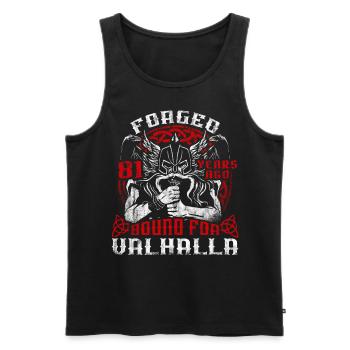 Forgé il y a 00 ans pour le 00e anniversaire du Valhalla - Débardeur bio Premium Homme - noir - Devant - Michal (187cm)