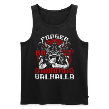 Forgé il y a 00 ans pour le 00e anniversaire du Valhalla - Débardeur bio Premium Homme - noir - Devant - Michal (187cm)