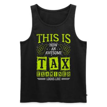 Funny Saying Awesome Tax Examiner - Men's Premium Organic Tank Top - black - Front - AI Model Male 178 light (178cm)