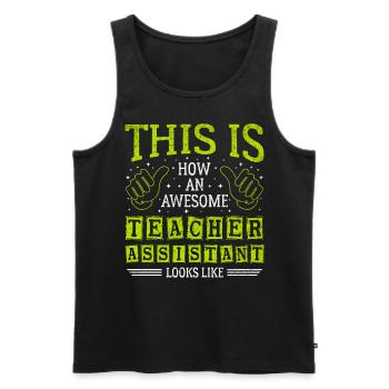 Funny Saying Awesome Teacher - Men's Premium Organic Tank Top - black - Front - Michal (187cm)