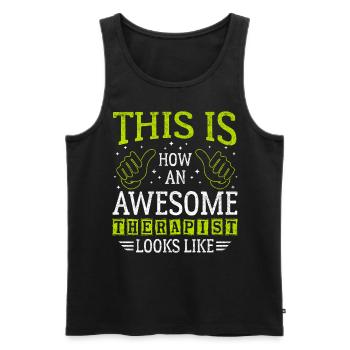 Funny Saying Awesome Therapist - Men's Premium Organic Tank Top - black - Front - Michal (187cm)