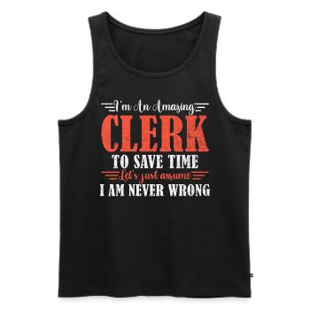 Awesome Clerk - Men's Premium Organic Tank Top - black - Front - Michal (187cm)