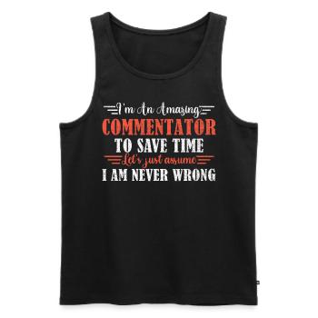 Awesome Commentator - Men's Premium Organic Tank Top - black - Front - AI Model Male 178 light (178cm)