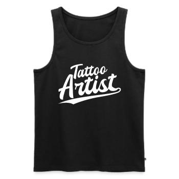 Retro Swoosh Job - Tattoo Artist - Men's Premium Organic Tank Top - black - Front - AI Model Male 178 light (178cm)