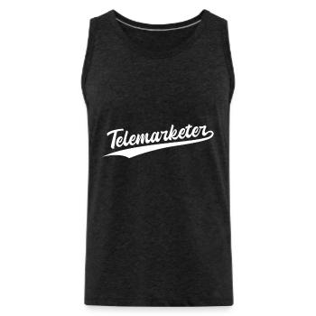 Retro Swoosh Job - Telemarketer - Men's Premium Organic Tank Top - charcoal grey - Front - Alexander (188cm)