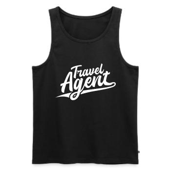 Emploi Swoosh rétro - Agent de voyage - Débardeur bio Premium Homme - noir - Devant - Michal (187cm)