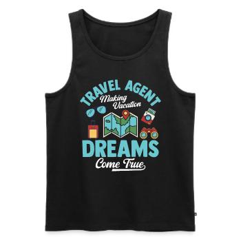 Réaliser ses rêves de vacances - Agence de voyage - Débardeur bio Premium Homme - noir - Devant - AI Model Male 178 light (178cm)