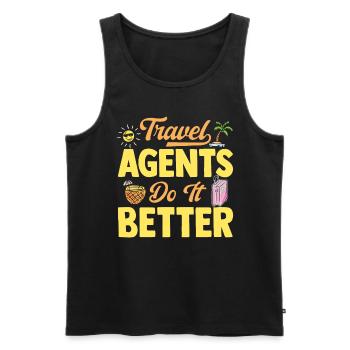 Les agents de voyages font mieux Agence de voyages - Débardeur bio Premium Homme - noir - Devant - Michal (187cm)