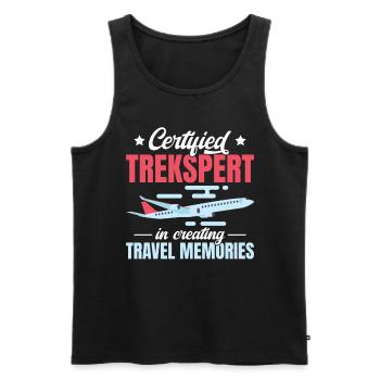 Trekspert certifié dans la création de souvenirs de voyage - Débardeur bio Premium Homme - noir - Devant - Michal (187cm)
