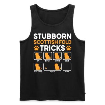 Stubborn Tricks Scottish Fold Cat - Männer Premium Bio Tank Top - Schwarz - Vorne - AI Model Male 178 light (178cm)