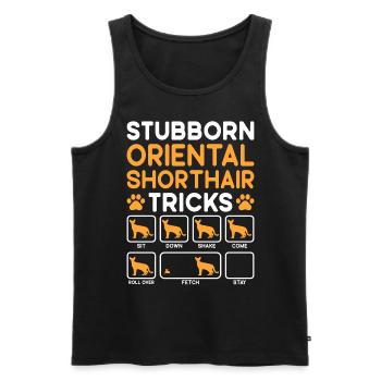 Stubborn Tricks Oriental Shorthair Cat - Men's Premium Organic Tank Top - black - Front - Michal (187cm)
