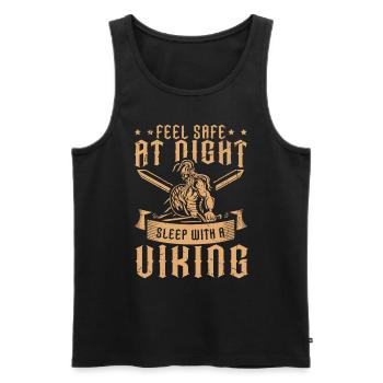 Feel Save At Night - Sleep With A Viking - Männer Premium Bio Tank Top - Schwarz - Vorne - AI Model Male 178 light (178cm)