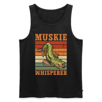 Muskie Whisperer Pêche musquée - Débardeur bio Premium Homme - noir - Devant - Michal (187cm)