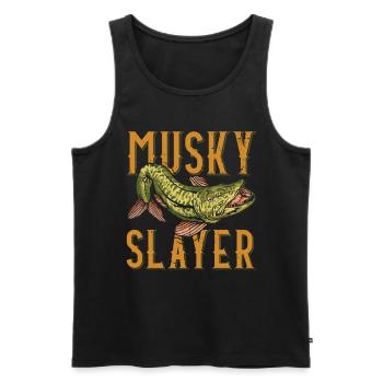 Musky Slayer Pêche musquée - Débardeur bio Premium Homme - noir - Devant - AI Model Male 178 light (178cm)
