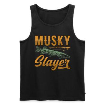 Musky Slayer Pêche musquée - Débardeur bio Premium Homme - noir - Devant - AI Model Male 178 light (178cm)