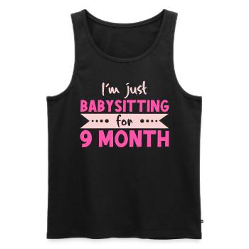 I'm Just Babysitting For 9 Month - Surrogate Mother - Men's Premium Organic Tank Top - black - Front - AI Model Male 178 light (178cm)