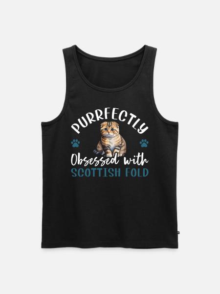 Obsédé par le Scottish Fold - Débardeur bio Premium Homme - noir