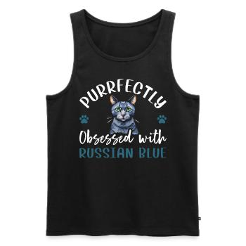 Purrfectly Obsessed With Russian Blue - Men's Premium Organic Tank Top - black - Front - Michal (187cm)