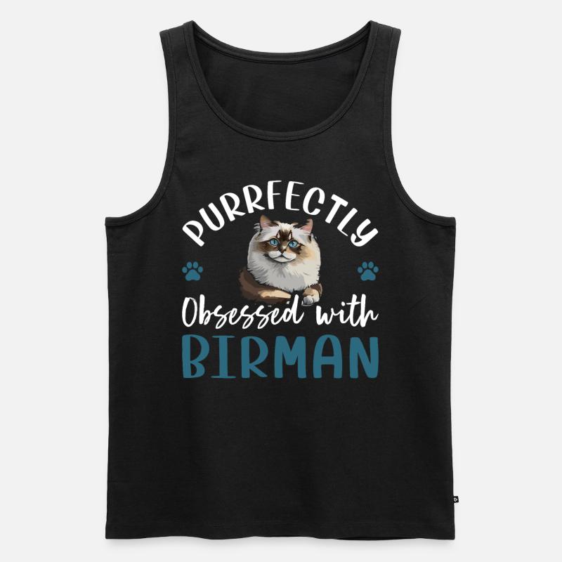 Purrfectly Obsessed With Birman - Männer Premium Bio Tank Top - Schwarz