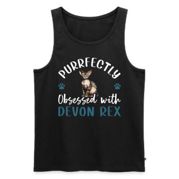 Obsédé par Devon Rex - Débardeur bio Premium Homme - noir - Devant - AI Model Male 178 light (178cm)