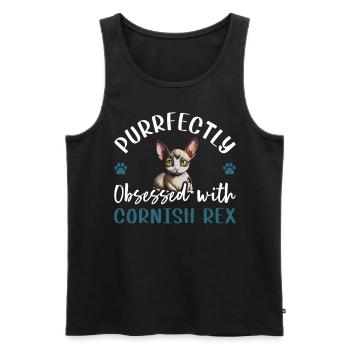 Purrfectly Obsessed With Cornish Rex - Men's Premium Organic Tank Top - black - Front - Michal (187cm)