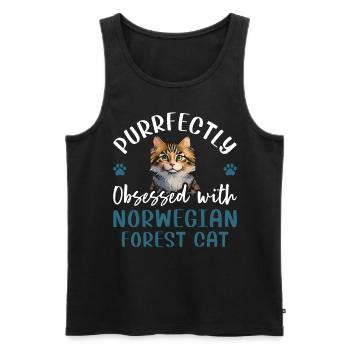 Purrfectly Obsessed With Norwegian Forest Cat - Männer Premium Bio Tank Top - Schwarz - Vorne - AI Model Male 178 light (178cm)