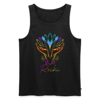 Energy Chakra Holistic Healing Hands Reiki - Men's Premium Organic Tank Top - black - Front - Michal (187cm)