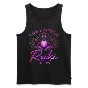 Le Reiki de la vie aide le Reiki Lotus - Débardeur bio Premium Homme - noir - Devant - Michal (187cm)