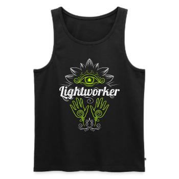Mains de guérison holistique Travailleur de lumière Reiki - Débardeur bio Premium Homme - noir - Devant - AI Model Male 178 light (178cm)