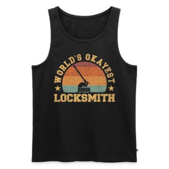 Retro World's Okayest Locksmith - Männer Premium Bio Tank Top - Schwarz - Vorne - Michal (187cm)