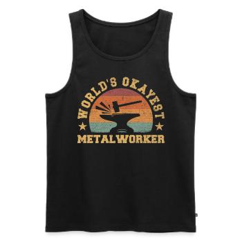 Retro World's Okayest Metalworker - Men's Premium Organic Tank Top - black - Front - AI Model Male 178 light (178cm)