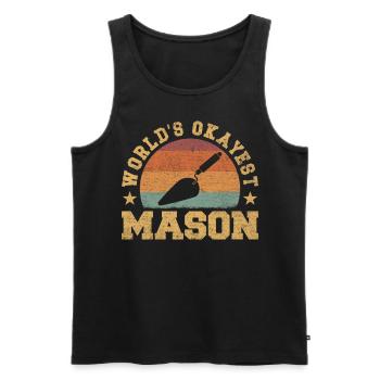 Retro World's Okayest Mason - Männer Premium Bio Tank Top - Schwarz - Vorne - AI Model Male 178 light (178cm)