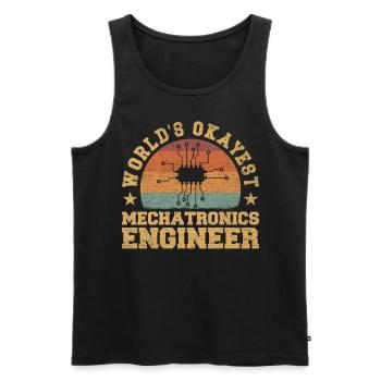 Retro World's Okayest Mechatronics Engineer - Männer Premium Bio Tank Top - Schwarz - Vorne - Michal (187cm)