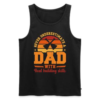Husband Dad Hero Retro Boat Builder - Men's Premium Organic Tank Top - black - Front - AI Model Male 178 light (178cm)