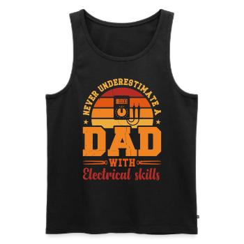 Mari Papa Héros Rétro Électricien - Débardeur bio Premium Homme - noir - Devant - Michal (187cm)