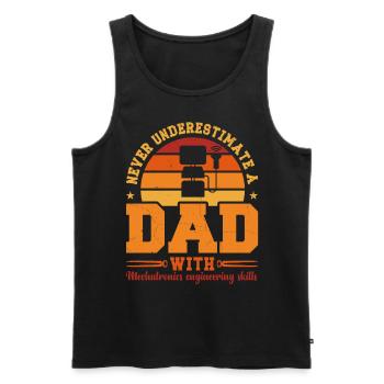 Husband Dad Hero Retro Mechatronics Engineer - Männer Premium Bio Tank Top - Schwarz - Vorne - Michal (187cm)