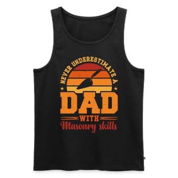 Husband Dad Hero Retro Mason - Männer Premium Bio Tank Top - Schwarz - Vorne - AI Model Male 178 light (178cm)