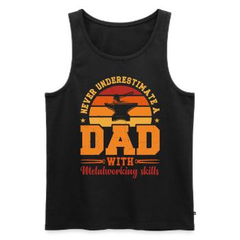 Husband Dad Hero Retro Metalworker - Men's Premium Organic Tank Top - black - Front - Michal (187cm)