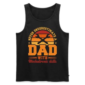 Husband Dad Hero Retro Automotive Mechatronics - Men's Premium Organic Tank Top - black - Front - AI Model Male 178 light (178cm)